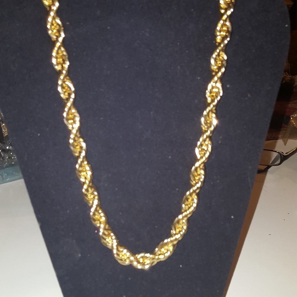 18i” GOLD TONE Thick Rope Necklaces Chain NEW .5IN new vintage UNISEX